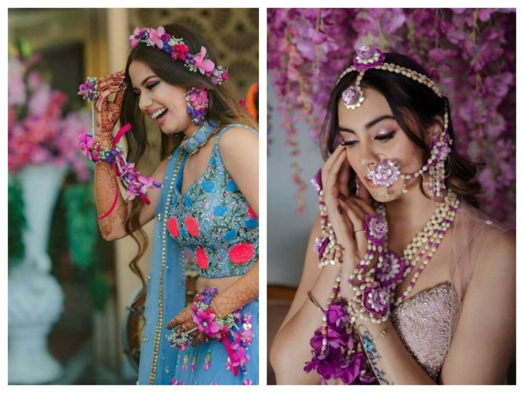 Bollywood Lehenga with Fresh Floral Jewelry